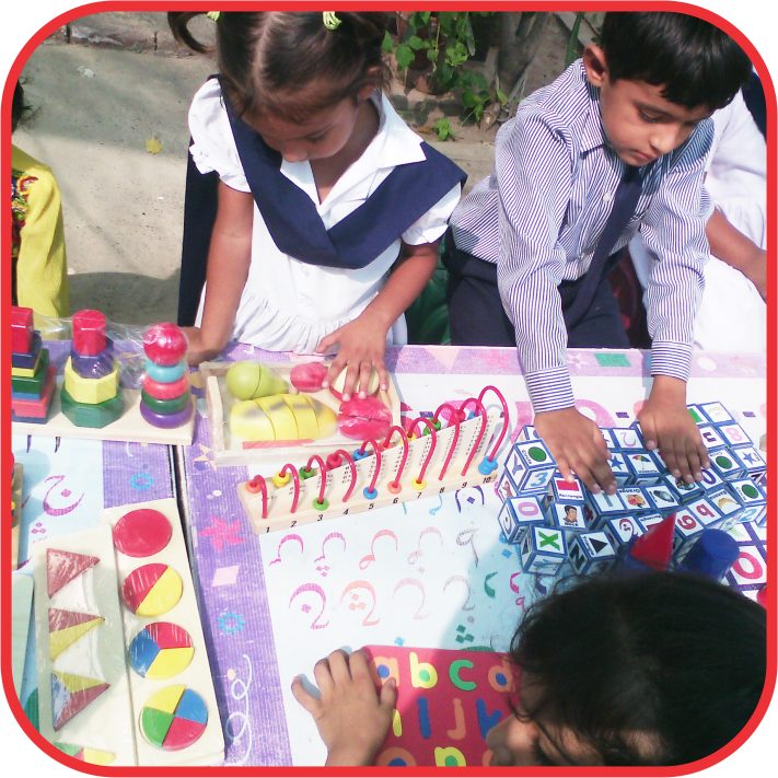 Students learning with hands-on classroom activities